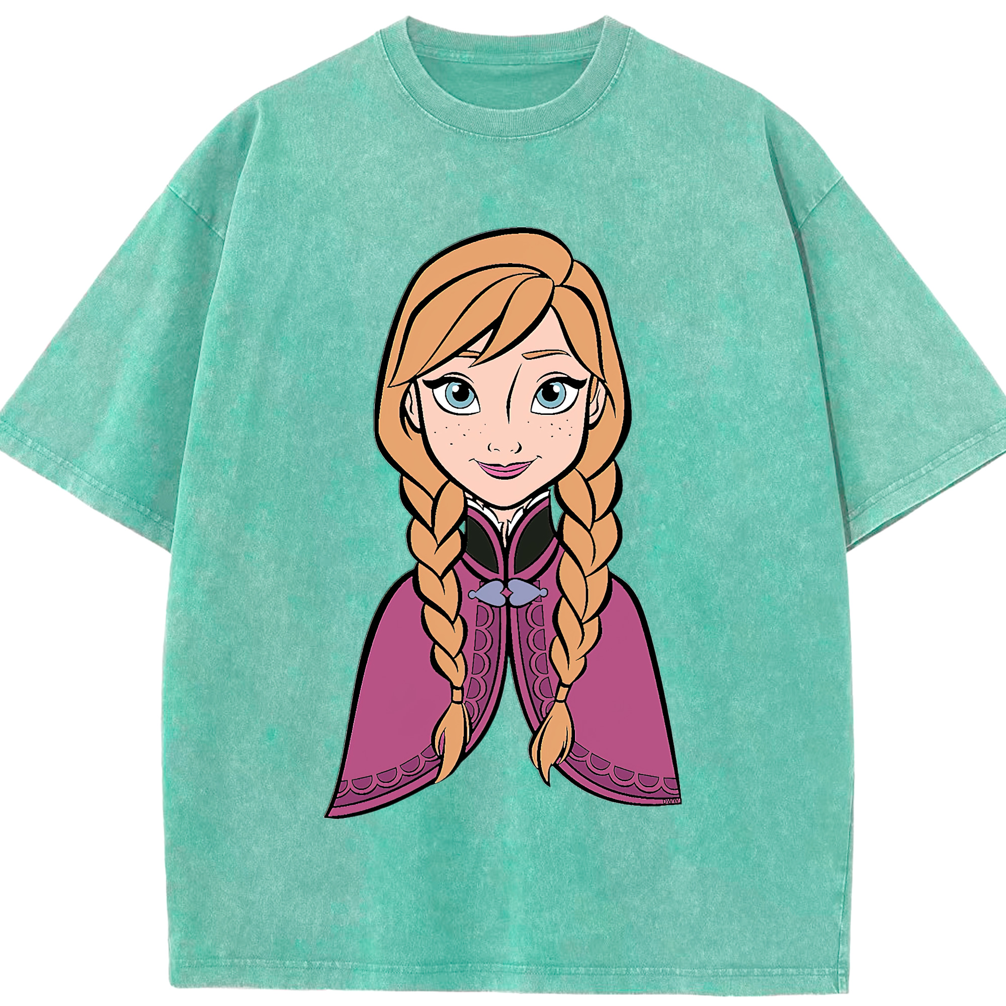 （画像用） アナと雪の女王 アンナ エルサ Frozen Anna Elsa 綿100% ヴィンテージ風 半袖Tシャツ（フロントプリント）